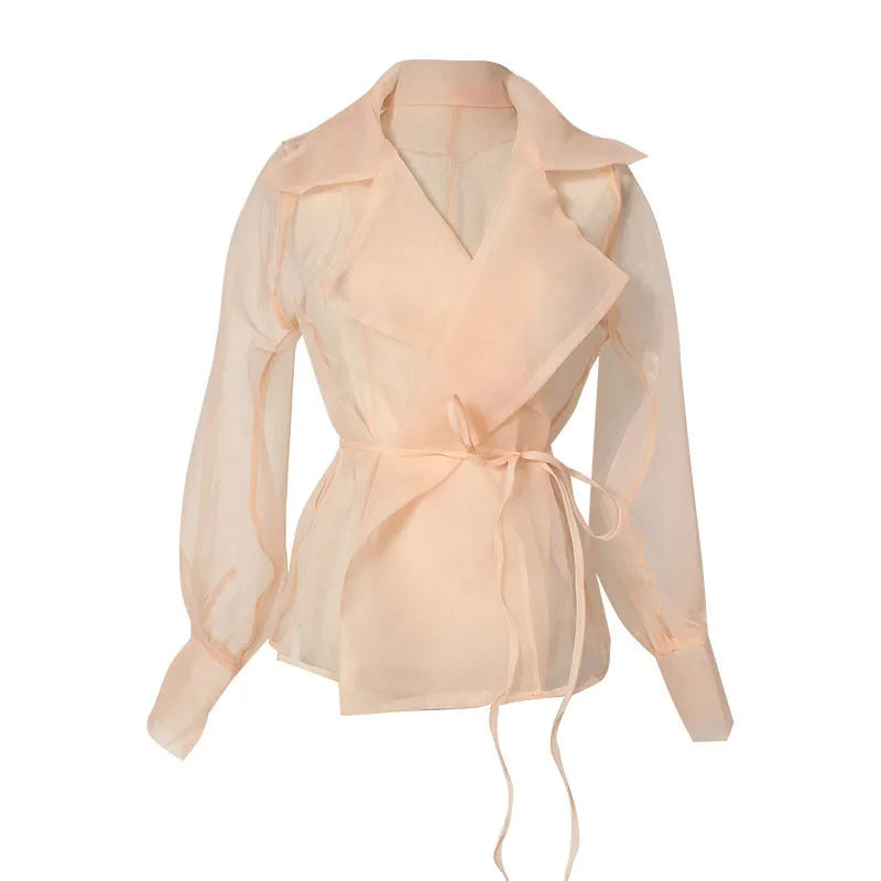 Conjunto de verano de gasa de dos piezas con cinturón y falda – Maurelle
