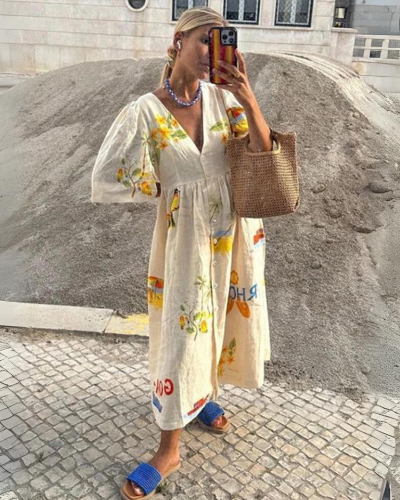 Oversized V-Neck Summer Dress – Amara