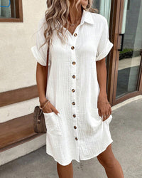 Summer dress with button closure and short sleeves – Lotte