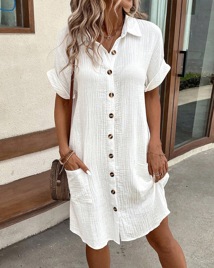 Summer dress with button closure and short sleeves – Lotte