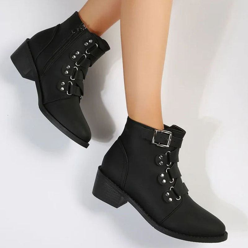 Women's ankle boots with block heel in vintage look – Yolisa