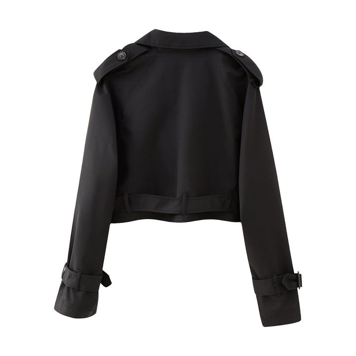 Trendy kort dame trenchcoat med bælte – Amelie