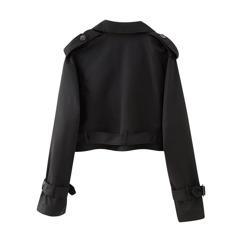 Trendy kort dame trenchcoat med bælte – Amelie