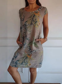 Bedrucktes Kleid mit Rundhalsausschnitt – Eveline