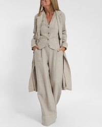 Linen 2-piece set with wide-cut pants and vest – Alma