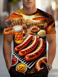 Men's Short Sleeve T-Shirt with BBQ & Beer Print – Karl Oktoberfest 2025