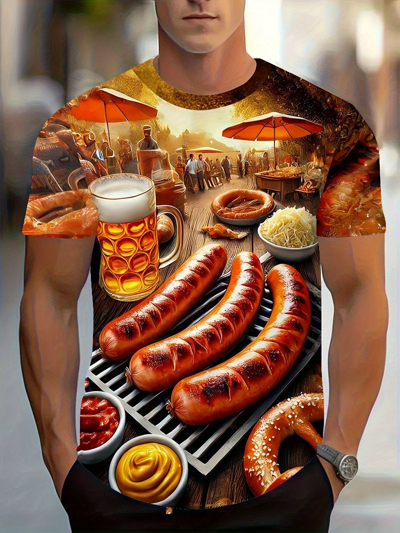 Men's Short Sleeve T-Shirt with BBQ & Beer Print – Karl Oktoberfest 2025