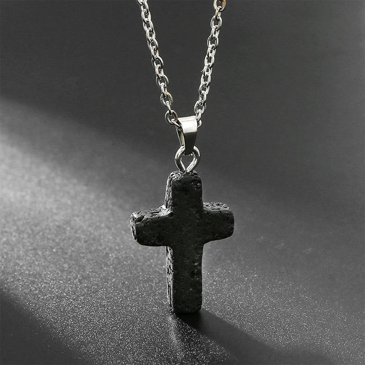 Necklace with Cross made of Natural Gemstones – Seraphina