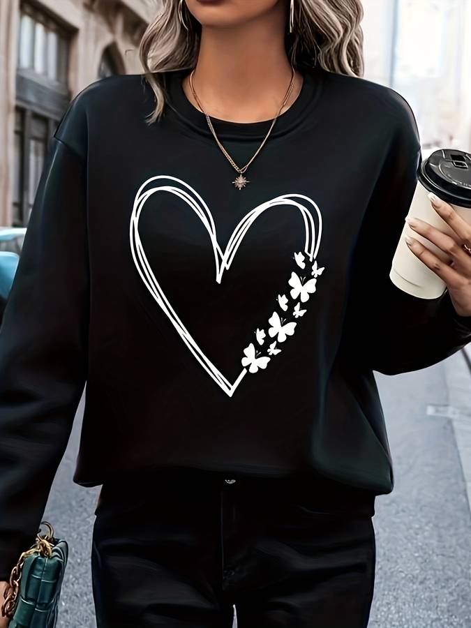 Women's Sweater with Heart Print – Bonny