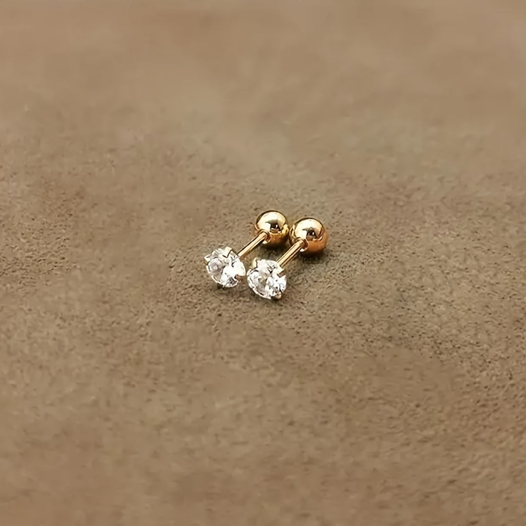 Stylish Cubic Zirconia Stud Earrings made of Titanium Steel - Lumen