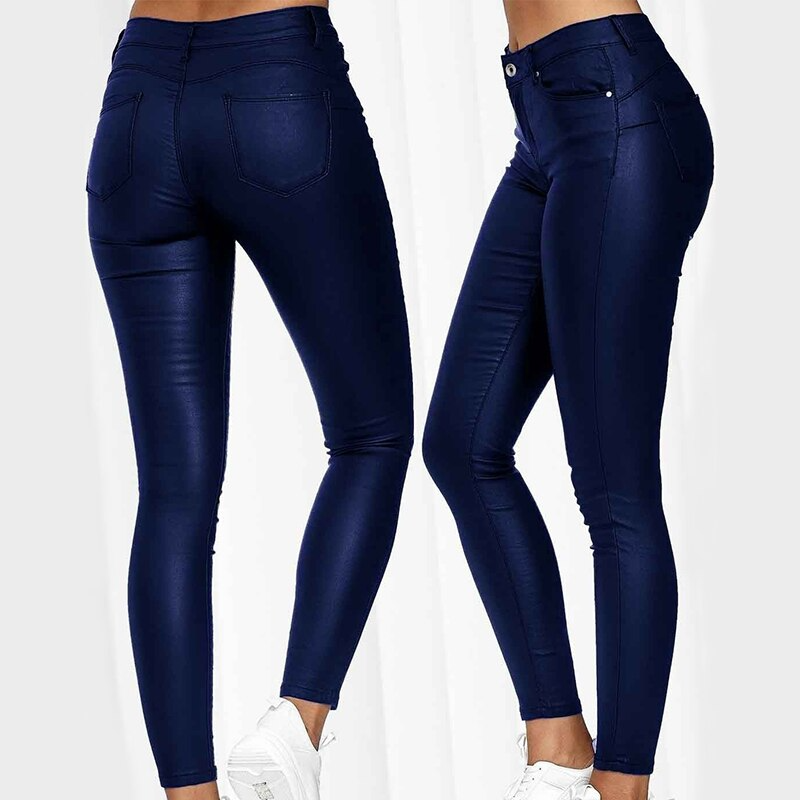 Leather stretch pants with high waist – Raffaela