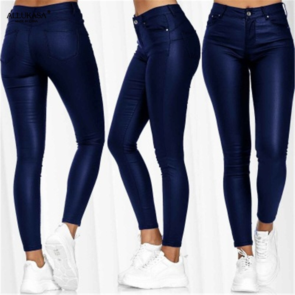 Leather stretch pants with high waist – Raffaela