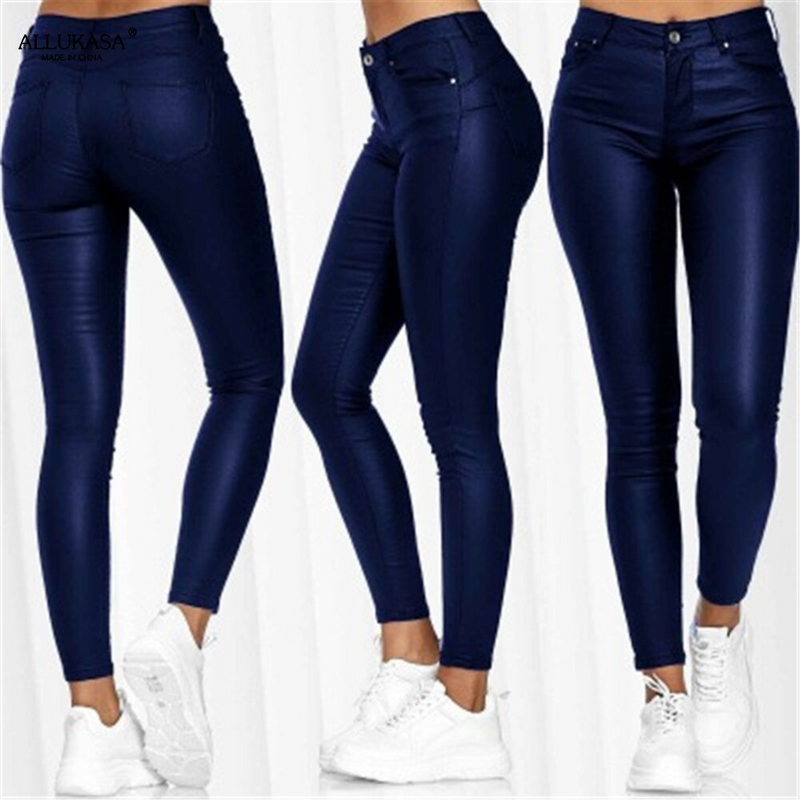 Leather stretch pants with high waist – Raffaela