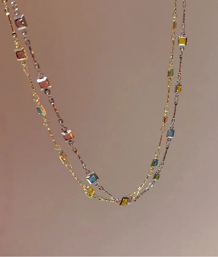 Fine Gold/Silver Chain with Colorful Stones – Ivy