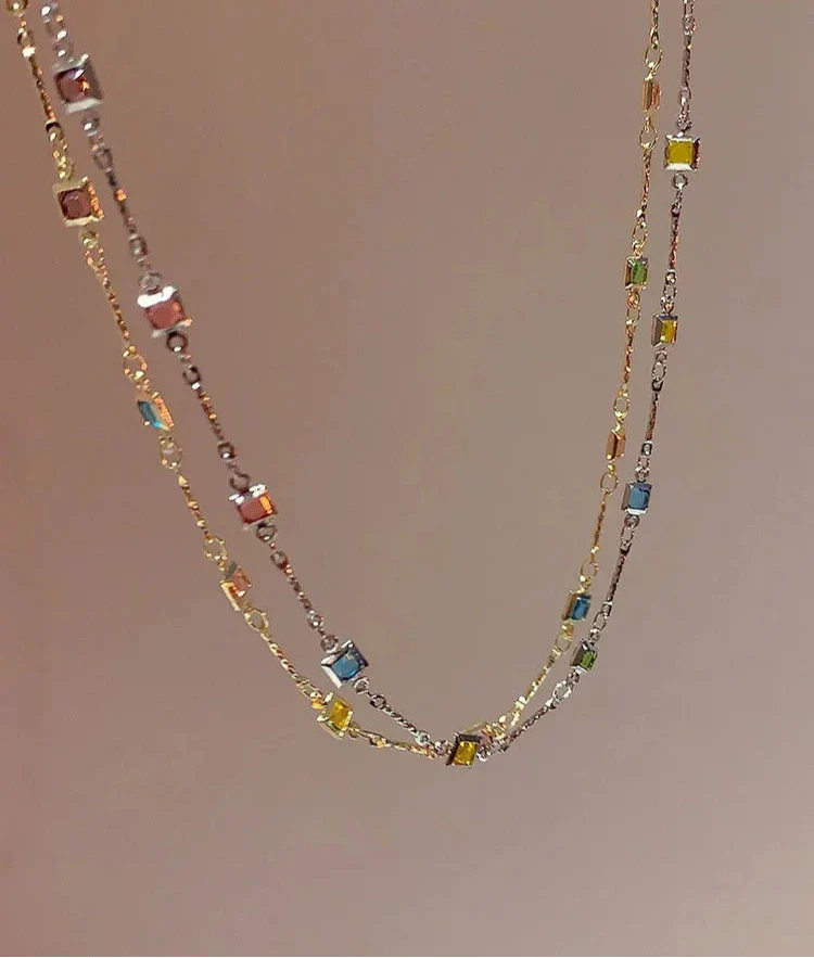 Fine Gold/Silver Chain with Colorful Stones – Ivy