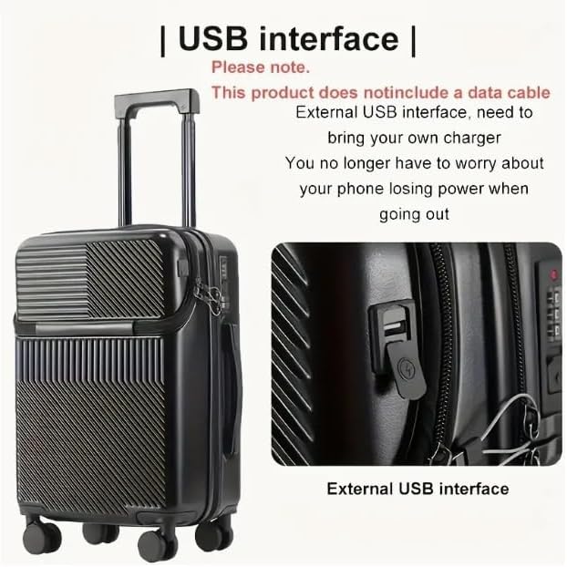 Hard skall håndbagasje med koppholder, USB-tilkobling og TSA-lås