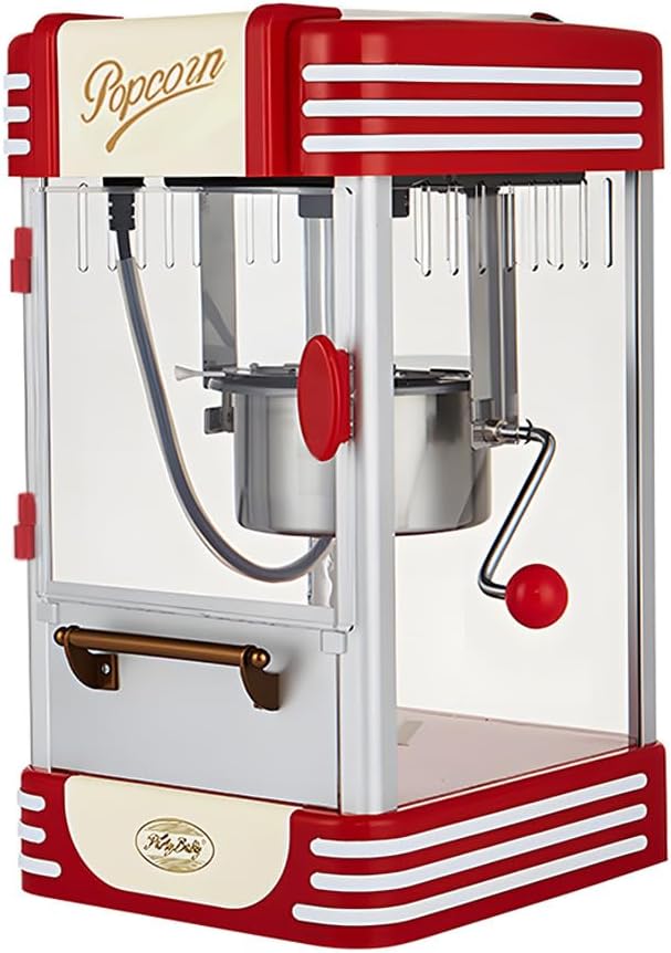 Retro Red Elektrischer Tisch-Popcornmaker mit Timer – Calvano