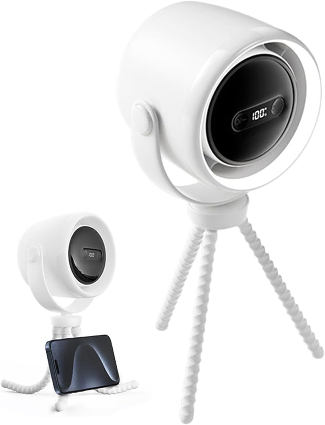 Genopladelig clip-on barnevognsventilator med natlys 100 hastigheder