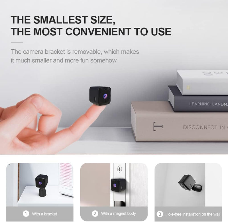 Mini-sikkerhedskamera 4K WiFi Skjult indendørs kamera med nattsyn