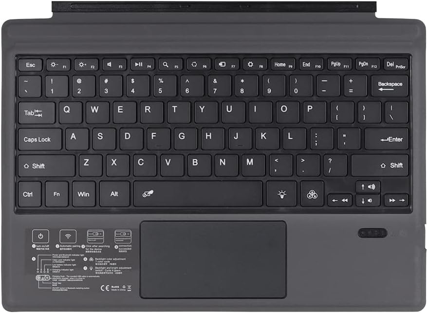 Trådløst Bluetooth-tastatur med baggrundsbelysning og touchpad til Surface Pro – Nexora