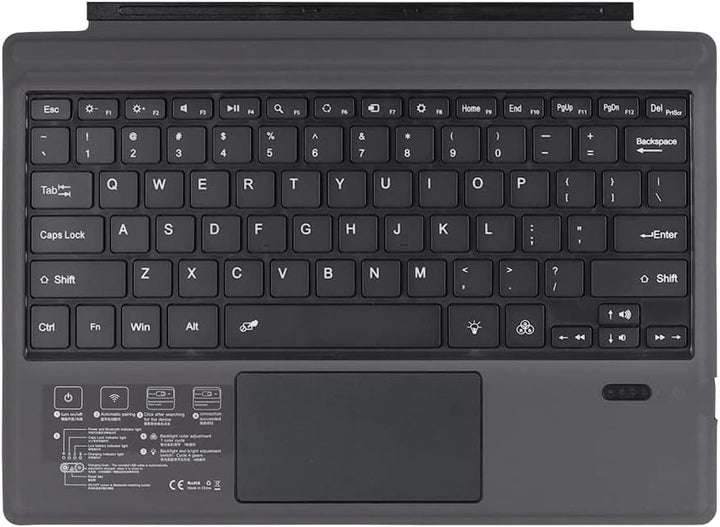 Trådløst Bluetooth-tastatur med baggrundsbelysning og touchpad til Surface Pro – Nexora