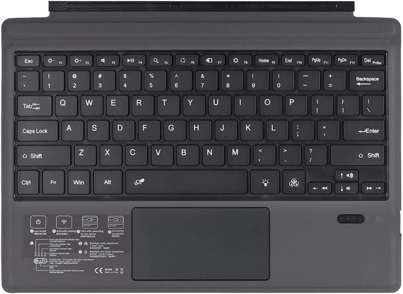 Trådløst Bluetooth-tastatur med baggrundsbelysning og touchpad til Surface Pro – Nexora