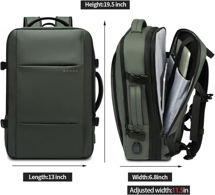 Udvidelig 26–45L vandtæt rejserygsæk med laptoprum og duffel-mulighed