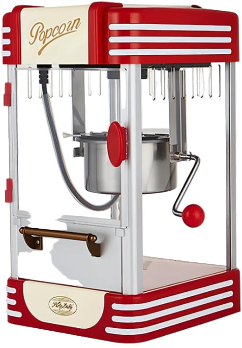 Retro Red Elektrischer Tisch-Popcornmaker mit Timer – Calvano