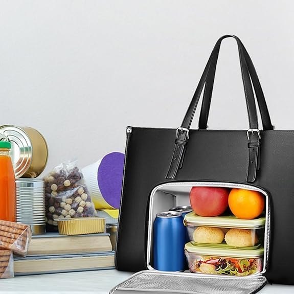 Women's insulated lunch bag with laptop compartment