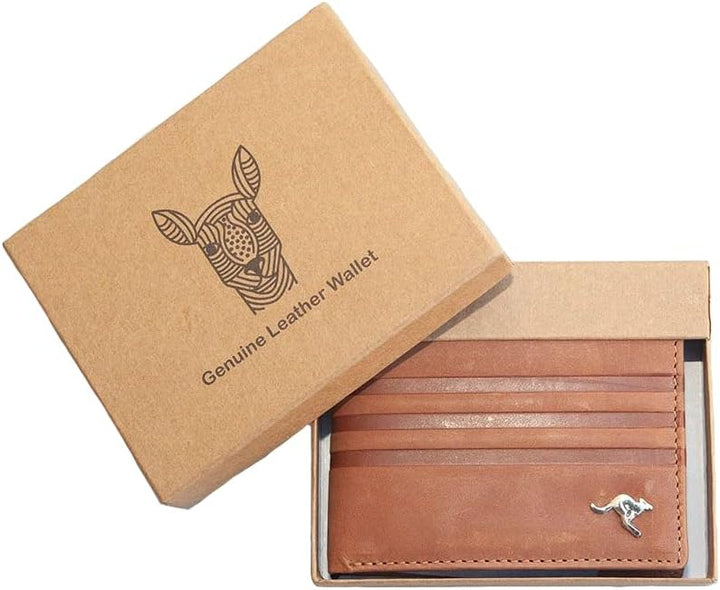 Leder Aboriginal Geldbörse mit Känguru-Design und Geschenkbox – Yarindi