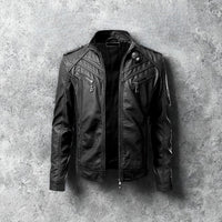 Men's leather jacket with detachable hood – Autumn edition Marcellus