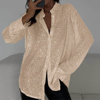 Blusa suelta con lentejuelas brillantes – Celeste