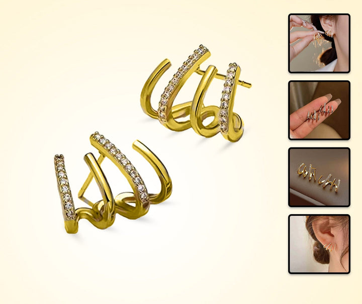 Illusion Earrings with Four Hoops and Zirconia - Zarvia
