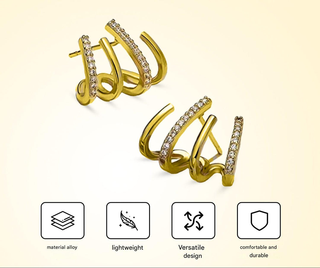 Illusion Earrings with Four Hoops and Zirconia - Zarvia