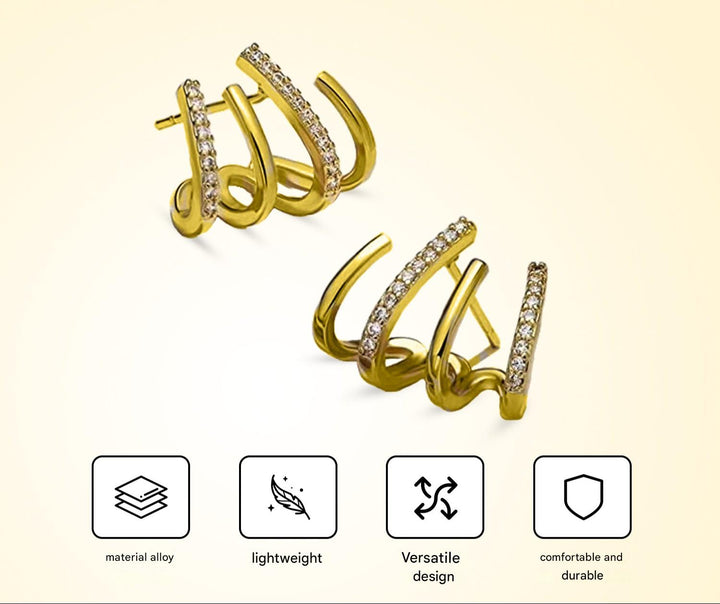 Illusion Earrings with Four Hoops and Zirconia - Zarvia
