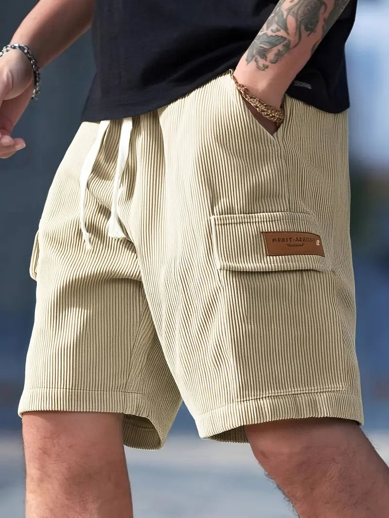 Trendy Beige Corduroy Cargo Summer Pants – Tobias