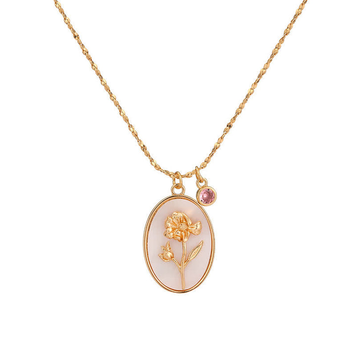 Birthstone and Birth Flower Necklace – Aurora