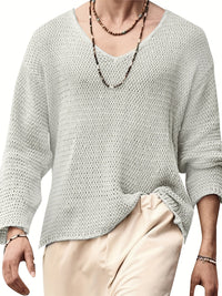 Knitted men's top with V-neck and long sleeves – Eliott