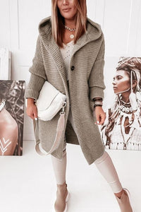 Women's knitted vest with hood and button closure – Waldaine