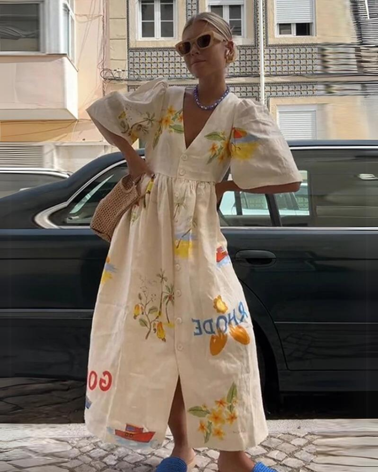 Oversized V-Neck Summer Dress – Amara