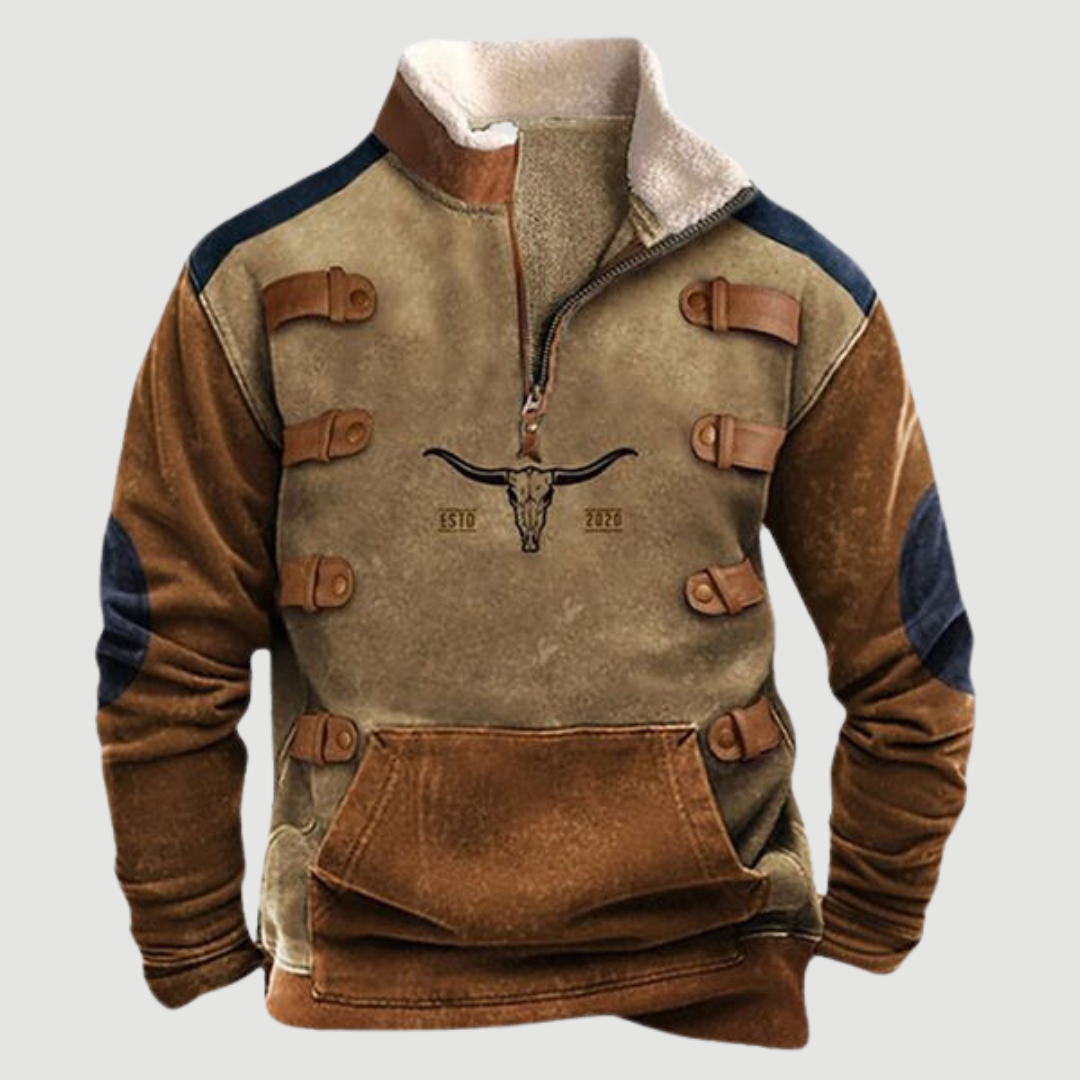 Vintage fleece vinterpullover med lynlås til herrer - Felix