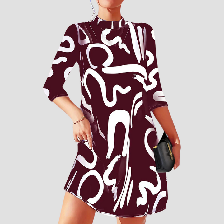 Mini dress with long sleeves & round neckline – Elanora