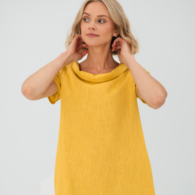Linen summer dress with midi length – Fenna