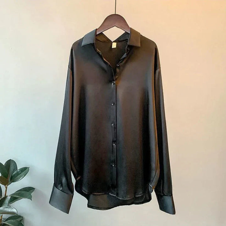 Stilig sateng damebluse - Elina