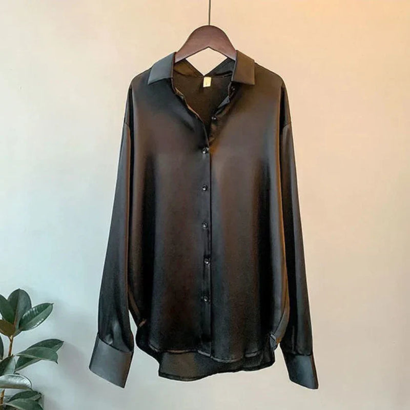 Stilig sateng damebluse - Elina