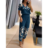 Trendy women's jumpsuit with short sleeves & wide legs – Alina