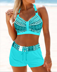High-Waisted Bikini with Geometric Pattern – Serena