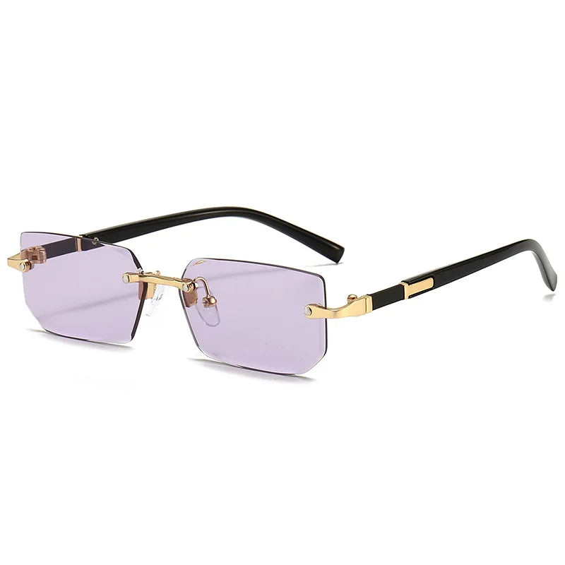 Stylische Rechteck-Sonnenbrille ohne Rahmen für Damen - KlaraView