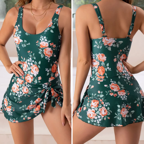Push-up badedragt med nederdel og figurformende effekt – Nela