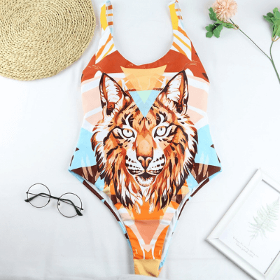 Stylish One-Piece Swimsuit with Animal Print for Women - WildWelle